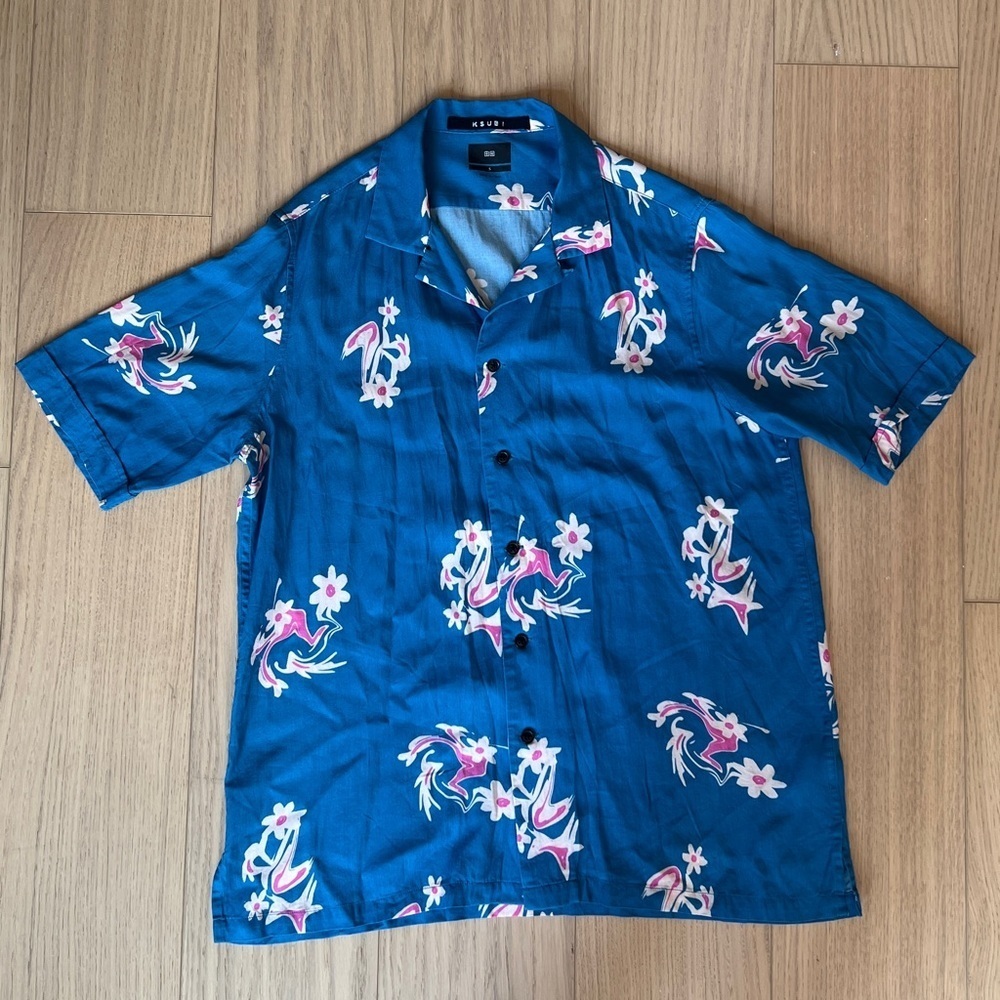 Ksubi 100% Viscose Rayon Floral Print Casual Button Down, Size S